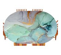 Nappe en marbre abstrait de forme ovale, 121,9 x 172,7 cm, parfaite pour la cuisine, la salle à manger, les fêtes, les vacances, les buffets de Noël, texture marbre élégante.