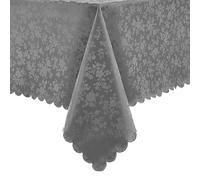 Nappe en plastique rectangulaire Romanstile anti-taches 140 x 100 cm motif floral, nappe élégante PVC imperméable extérieur Noël, Nouvel An, anniversaire, Gris
