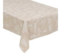 Nappe en Polycoton Beige Aspect Jute Imprimé Animaux Blanc 140 x 360 cm - Feeric Christmas