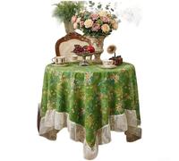 Nappe en polyester avec motifs floraux traditionnels français pour table carrée et rectangulaire pour décoration d'intérieur (90 x 90 cm, vert herbe)
