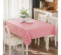 Nappe en PVC imperméable, motif à carreaux rouges et bleus - Housse de table à manger rectangulaire et carrée, lavable, résistante aux plis, convient pour la cuisine, les fêtes, les pique-niques, la d