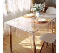Nappe en PVC Transparente, 140x150CM Protection Table Transparent Plastique Nappe Fine pour d'extérieur Jardin et Intérieur Imperméable et Lavable Taille Souhaitée Film de Protection Table