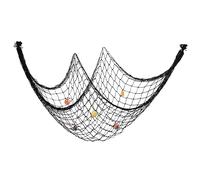 Nappe en résille - Décoration d'animaux marins - Breloque côtière - Filet de pêche méditerranéen - Décoration murale pour fêtes de plage - Thème nautique - Douche prénatale - Noir - M