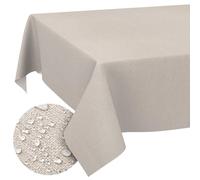 Nappe en tissu ANRO Nappe textile Lavable en machine en coton polyester Uni ornement Damas Jacquard Tissu lavable Beige Gris 160x120cm Bord coupé