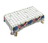 Nappe en tissu avec motif drapeau américain pour table ronde ou rectangulaire en polyester imperméable