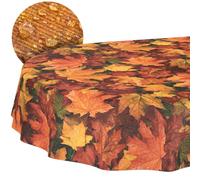 Nappe en Tissu Lavable - Facile d'entretien - Effet Lotus - Anti-Taches et imperméable - pour l'intérieur et l'extérieur - Ovale - 180 x 140 cm - Bord coupé - Automne - Érable