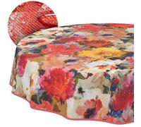 Nappe en Tissu Lavable, Facile d'entretien, Effet Lotus, résistante à la saleté et à l'eau, pour l'intérieur et l'extérieur, Ronde, 140 cm, avec Ourlet (bordé), Art