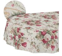 ANRO Nappe en Tissu Textile Lavable - Coton et Polyester - Motif Roses - Ovale - 180 x 140 cm - pour l'intérieur et l'extérieur