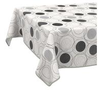 ANRO Nappe en Tissu Textile Lavable - en Coton et Polyester - Ronde - 140 cm - pour l'intérieur et l'extérieur - Gris