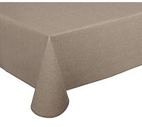 Nappe en toile cirée BEAUTEX lavable antidérapante avec passepoil, Rectangulaire, Ronde, Ovale, Motif, couleur et taille au choix (Structure lin marron, Rectangulaire, 130 x 220 cm)