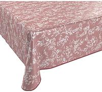 Nappe en toile cirée BEAUTEX Lavable et antidérapante avec bande de passepoil Carrée Ronde Ovale Motif Choix de couleurs (Branches Rose, Carrée 110 x 140 cm)