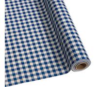 Nappe en toile cirée DéVa à carreaux bleus de 1,4 m de largeur (au mètre) - Toile cirée en PVC - Nappe pour intérieur et extérieur