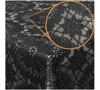 Nappe en toile cirée en vinyle - Motif dentelle - Mandala - Noir - Lavable - 220 x 138 cm