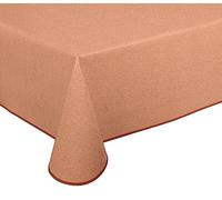Nappe en toile cirée lavable antidérapante avec bande passepoilée - Rectangulaire, ronde, ovale - Motif, couleur et taille au choix - Structure lin - Terracotte, rectangulaire, 110 x 140 cm
