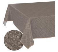 ANRO Nappe en Toile cirée, Lavable, avec Ourlet en Lin, Aspect Textile, Beige, Marron, 100 x 140 cm