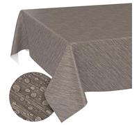 Nappe en Toile cirée, Lavable, Bord coupé, Aspect Textile, Beige, Marron, 220 x 140 cm, pour Table de Jardin
