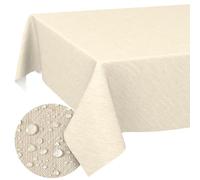 Nappe en Toile cirée, Lavable, Bord coupé, Aspect Textile, Vert, 100 x 140 cm, pour Table de Jardin