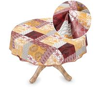 Nappe en toile cirée lavable en rouleau - Sans PVC - Ronde - 135 cm - Avec ourlet - Chloe