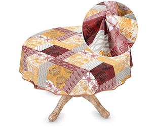 Nappe en toile cirée lavable en rouleau - Sans PVC - Ronde - 135 cm - Avec ourlet - Chloe