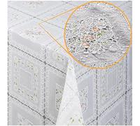 Nappe en toile cirée lavable - En vinyle - Aspect dentelle - 160 x 138 cm - Multicolore - Facile à nettoyer