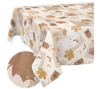 Nappe en Toile cirée - Lavable - Facile d'entretien - Effet Lotus - Nappe de Jardin - Chêne Brillant - 180 x 100 cm (rectangulaire)