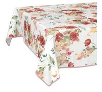 Nappe en Toile cirée - Lavable, Facile d'entretien et imperméable - Effet Lotus - Nappe de Jardin - Motif Coquelicots - avec Ourlet (bordée) - 200 x 140 cm
