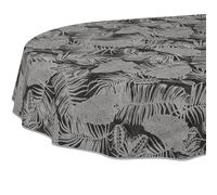 Nappe en Toile cirée - Lavable, Facile d'entretien et imperméable - Effet Lotus - Nappe de Jardin - Motif Tropical de Nuit - Ovale - 200 x 140 cm - avec Ourlet (bordée)