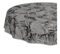 Nappe en Toile cirée Lavable, Facile d'entretien et imperméable, Effet Lotus, Nappe de Jardin, Motif Tropical Nocturne, Ronde, 140 cm, avec Ourlet, bordée