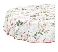Nappe en Toile cirée Lavable, Facile d'entretien et imperméable, Effet Lotus, pour Table de Jardin, Naturelle, Ovale, 160 x 140 cm, avec Ourlet (bordée)