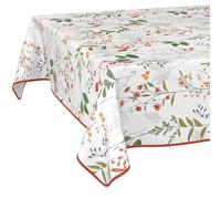 Nappe en Toile cirée Lavable, Facile d'entretien et imperméable, Effet Lotus, pour Table de Jardin, Naturelle, 200 x 140 cm, avec Ourlet (bordée)