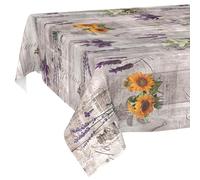 Nappe en Toile cirée Lavable, Facile d'entretien, imperméable, Effet Lotus, Motif Provence, 200 x 140 cm, Bord coupé