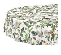Nappe en Toile cirée - Lavable, Facile d'entretien - Imperméable - Effet Lotus - Nappe de Jardin - Calibri - Ovale - 220 x 140 cm - Bord coupé