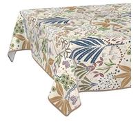 Nappe en Toile cirée Lavable, Facile d'entretien, imperméable, Effet Lotus, Nappe de Jardin, Ethnique, 240 x 140 cm, avec Ourlet (bordée)