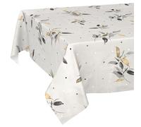 Nappe en Toile cirée Lavable, Facile d'entretien, imperméable, Effet Lotus, Nappe de Jardin, Feuille argentée, 220 x 140 cm, Bord coupé