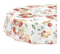 Nappe en Toile cirée - Lavable - Facile d'entretien - Imperméable - Effet Lotus - Nappe de Jardin - Motif Coquelicots - Ovale - 200 x 140 cm - avec Ourlet (bordée)