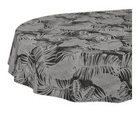 Nappe en Toile cirée Lavable, Facile d'entretien, imperméable, Effet Lotus, Nappe de Jardin, Motif Tropical de Nuit, Ovale, 220 x 140 cm, Bord coupé