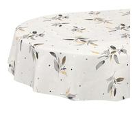 Nappe en Toile cirée Lavable, Facile d'entretien, imperméable, Effet Lotus, Nappe de Jardin, Ovale, 220 x 140 cm, Bord coupé