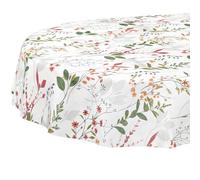 Nappe en Toile cirée - Lavable - Facile d'entretien - Imperméable - Effet Lotus - Naturelle - Ovale - 180 x 140 cm - Bord coupé