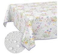 Nappe en Toile cirée Lavable, Facile d'entretien, imperméable, Effet Lotus, pour l'extérieur, Le Printemps, Table de Jardin, Motif Fleurs, 100 x 140 cm, avec Ourlet (bordée)