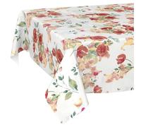 Nappe en Toile cirée Lavable, Facile d'entretien, imperméable, Effet Lotus, pour Table de Jardin, Motif Coquelicots, 220 x 140 cm, Bord coupé