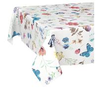 Nappe en Toile cirée Lavable, Facile d'entretien, imperméable, Effet Lotus, pour Table de Jardin, Motif Papillons, 220 x 140 cm, Bord coupé