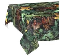 Nappe en Toile cirée - Lavable, Facile d'entretien - Imperméable - Effet Lotus - Tropia - 160 x 140 cm - Bord coupé