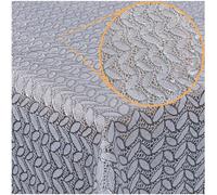 Nappe en Toile Cirée Lavable - Motif Dentelle et Feuilles Argentées - 200 x 138 cm