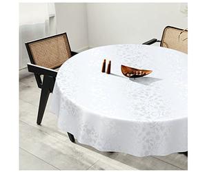 Nappe en toile cirée lavable, Nappe en plastique lisse, ronde, 120 cm, bord coupé, à mémoire de forme