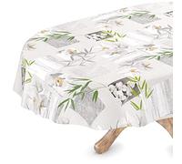 ANRO Nappe en Toile cirée, Lavable, Ovale, Bord coupé, Motif orchidée, Spa, Facile d'entretien - 140 x 240 cm
