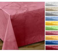 Nappe en toile cirée lavable, ovale ronde carrée, nappe de jardin résistante aux taches marbre, nappe en toile cirée à découper (rectangulaire 140x260 cm, rose antique)