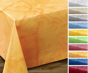 Nappe en toile cirée lavable, ovale, ronde ou rectangulaire - Anti-taches - Pierre de marbre - Découpable - Ovale 140 x 200 cm - Orange