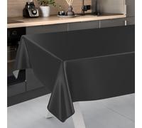 ANRO Nappe en Toile cirée Lavable, pour Table de Jardin, extérieur et intérieur, avec Ourlet, 200 x 140 cm, Noire