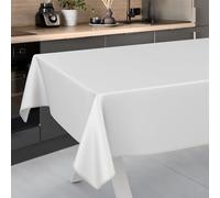 ANRO Nappe en Toile cirée Lavable, pour Table de Jardin, extérieur et intérieur, avec Ourlet, Blanche, 240 x 140 cm