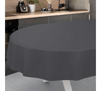 ANRO Nappe en Toile cirée, Lavable, pour Table de Jardin, extérieur et intérieur, Ovale, Bord coupé, Anthracite, 160 x 140 cm